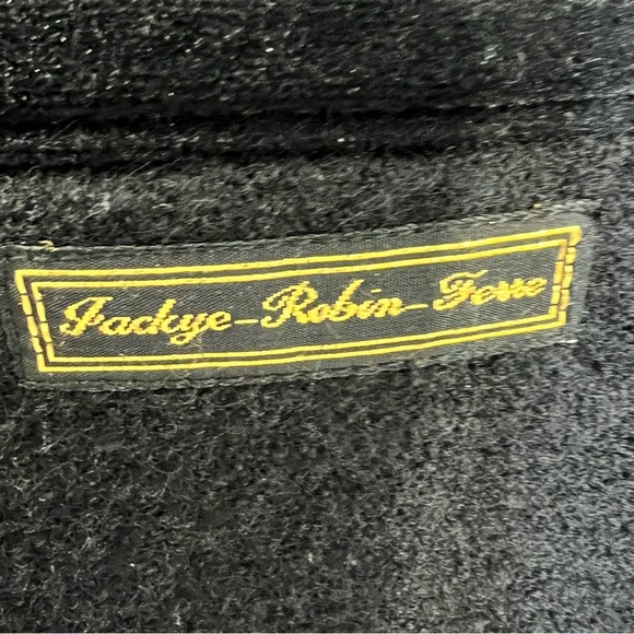 Vtg 80s 90s Canadian made trachten style black boiled wool duck cardigan jacket - Picture 12 of 14